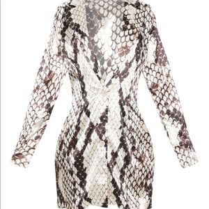 SATIN SNAKE SKIN BLAZER DRESS